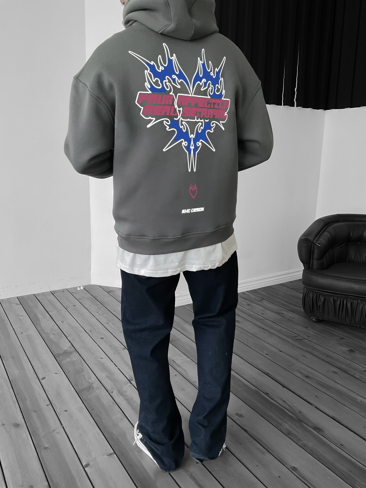 Smoked "Affection" Printed Oversize Hoodie - Broek