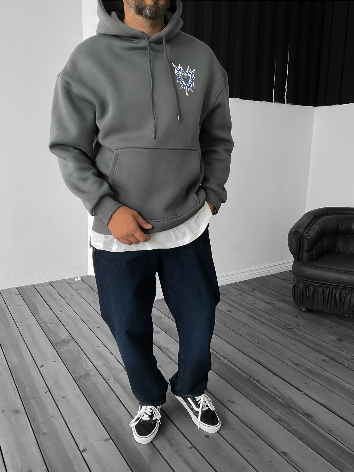 Smoked "Affection" Printed Oversize Hoodie - Broek