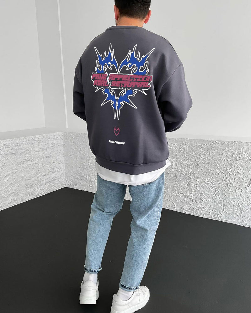 Smoked "Affection" Printed Oversize Sweatshirt