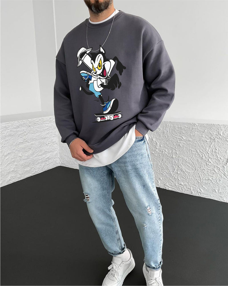 Smoked "Cat" Printed Oversize Sweatshirt