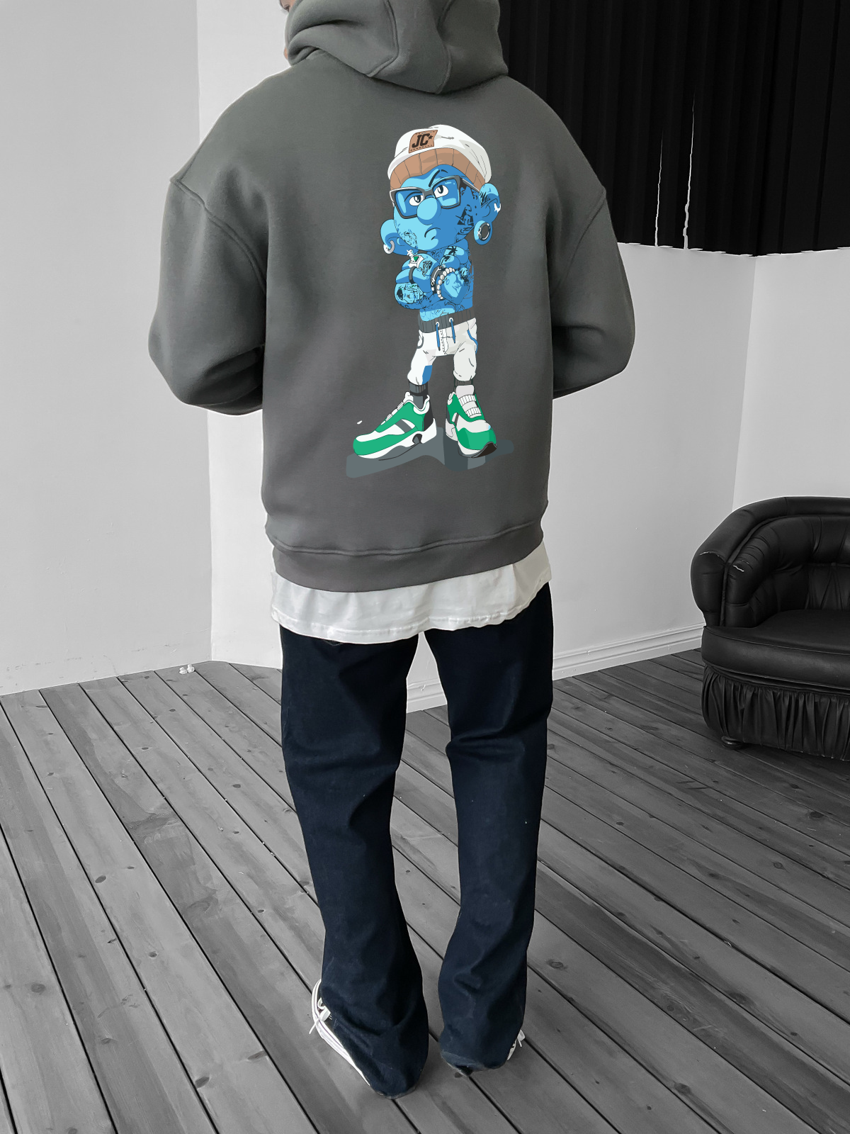 Smoked "Crime" Printed Oversize Hoodie - Broek