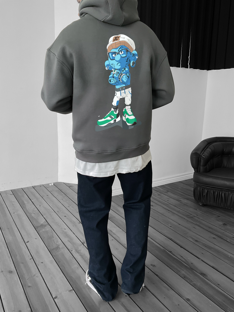 Smoked "Crime" Printed Oversize Hoodie