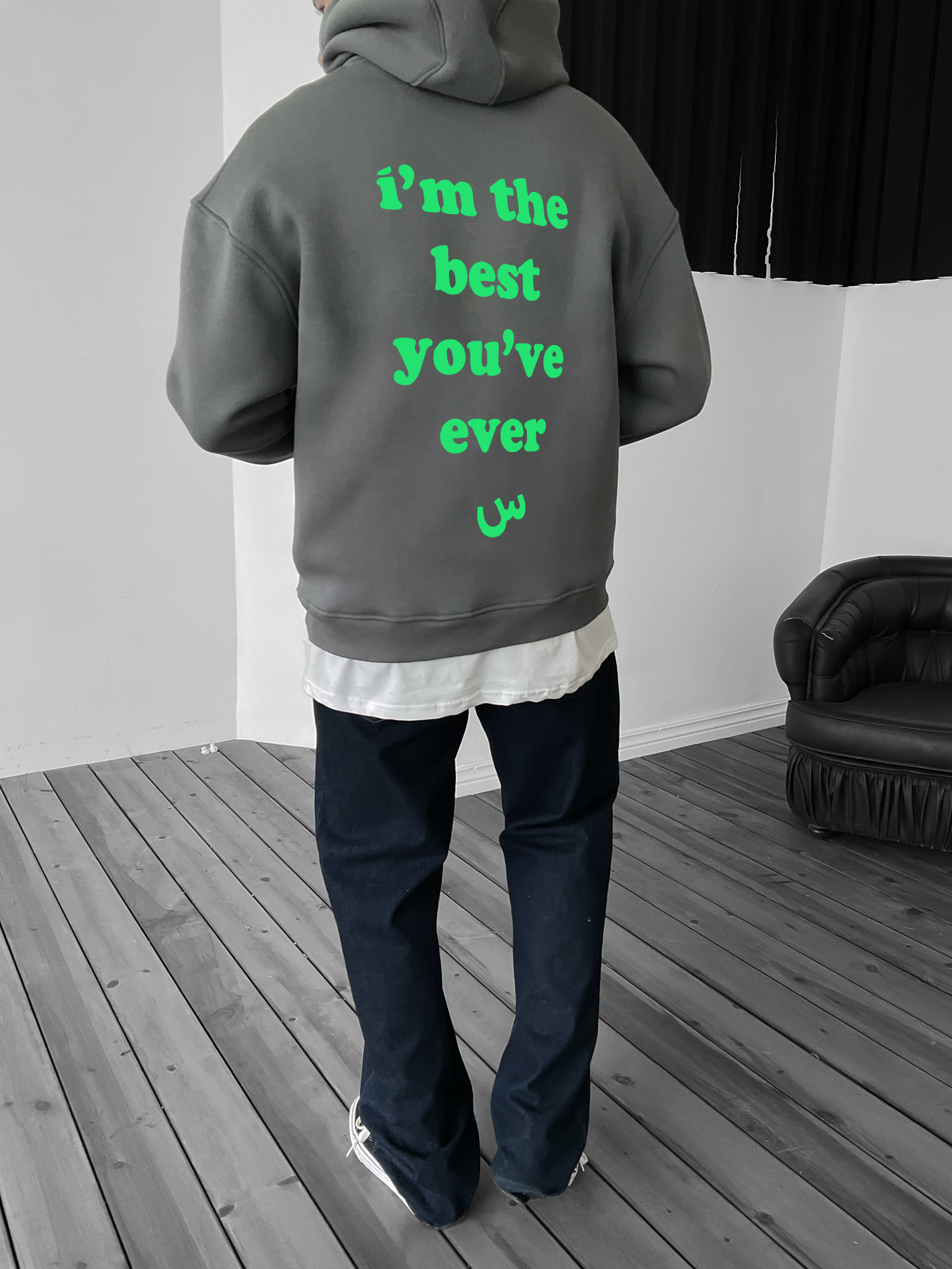 Smoked "Exceptional" Printed Oversize Hoodie - Broek