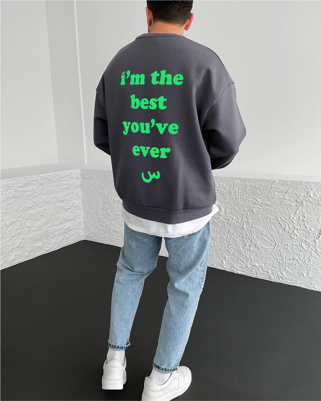 Smoked "Exceptional" Printed Oversize Sweatshirt - Broek