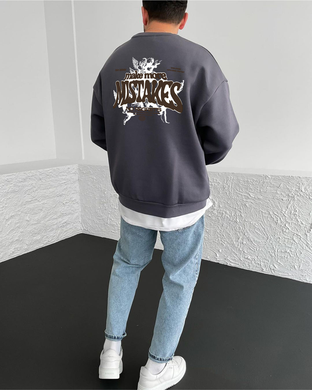 Smoked "Mistakes" Printed Oversize Sweatshirt - Broek