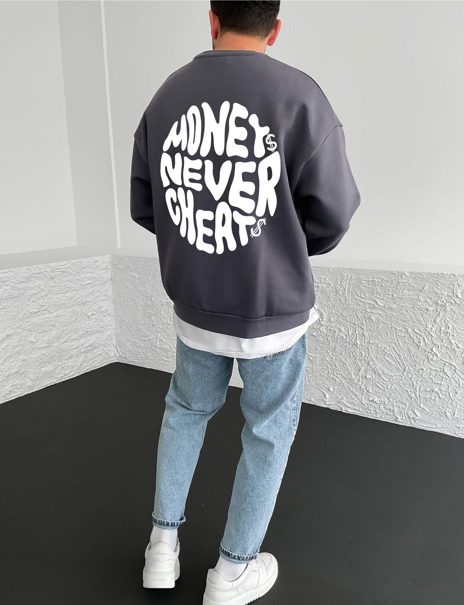 Smoked "Money Integrity" Printed Oversize Sweatshirt - Broek