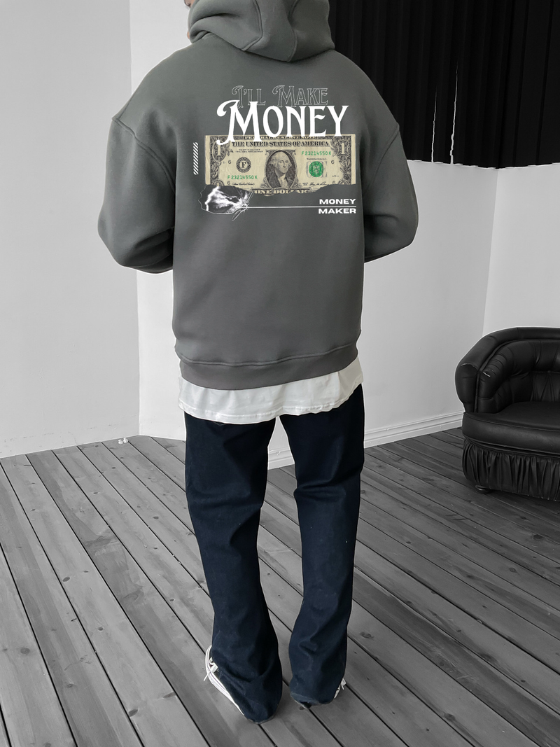 Smoked "Money" Printed Oversize Hoodie