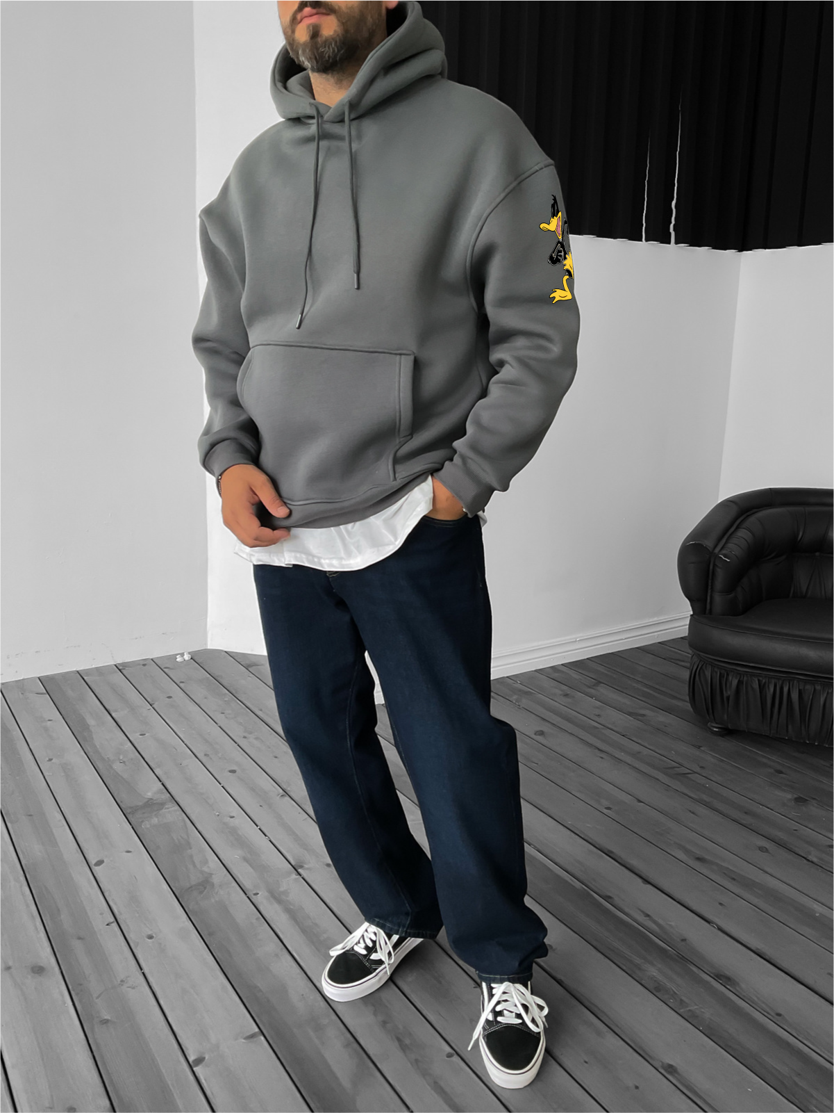 Smoked "What's the duck" Printed Oversize Hoodie - Broek