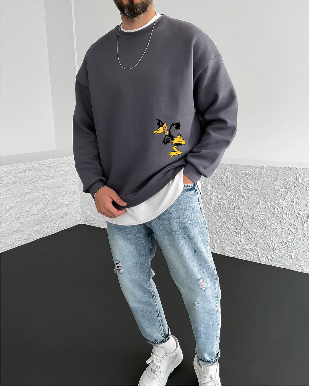 Smoked "What's the duck" Printed Oversize Sweatshirt - Broek