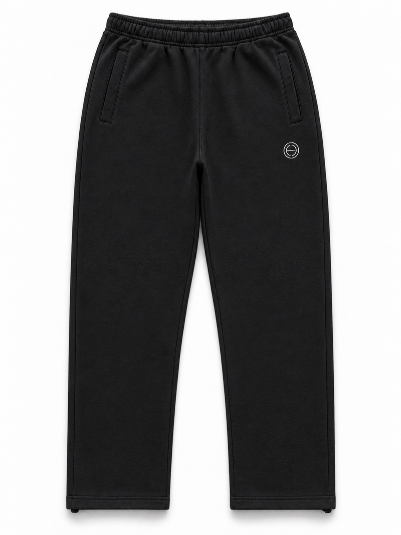 Embroidered Patch Sweatpants - Black