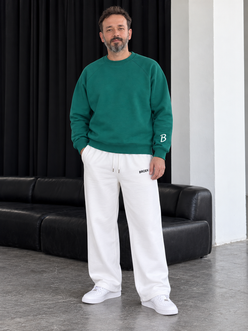 Boxy Sweatsuit – Green / White