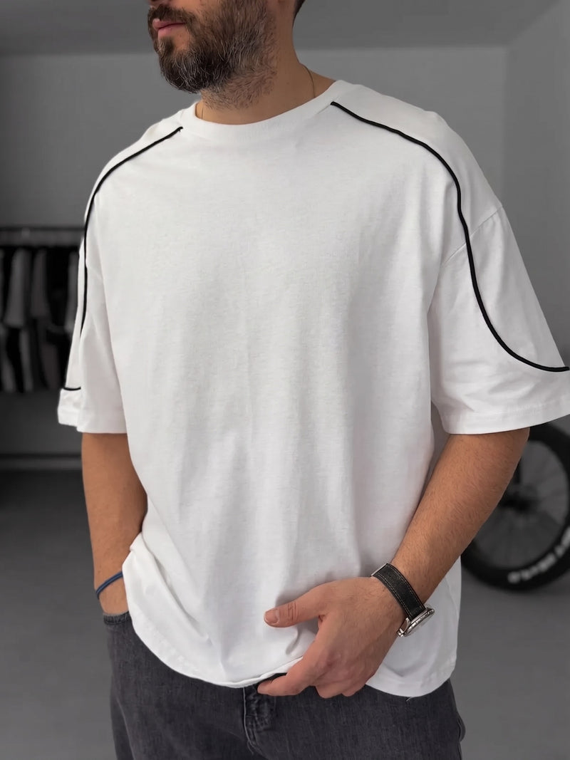 Piped Oversized T-Shirt - White