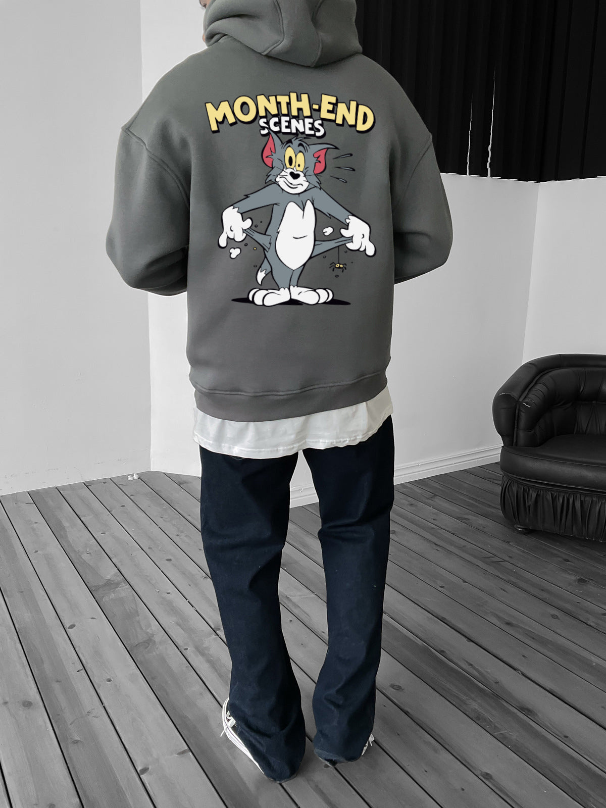 Smoked "month-end" Printed Oversize Hoodie Broek