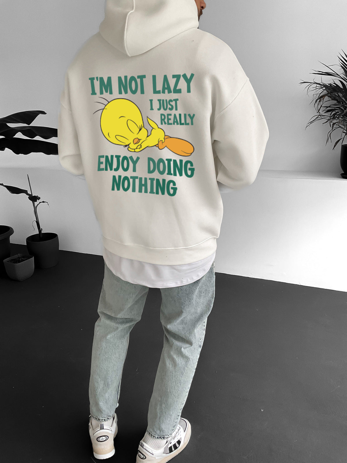 Off-White "i'm-not-lazy" Printed Oversize Hoodie Broek