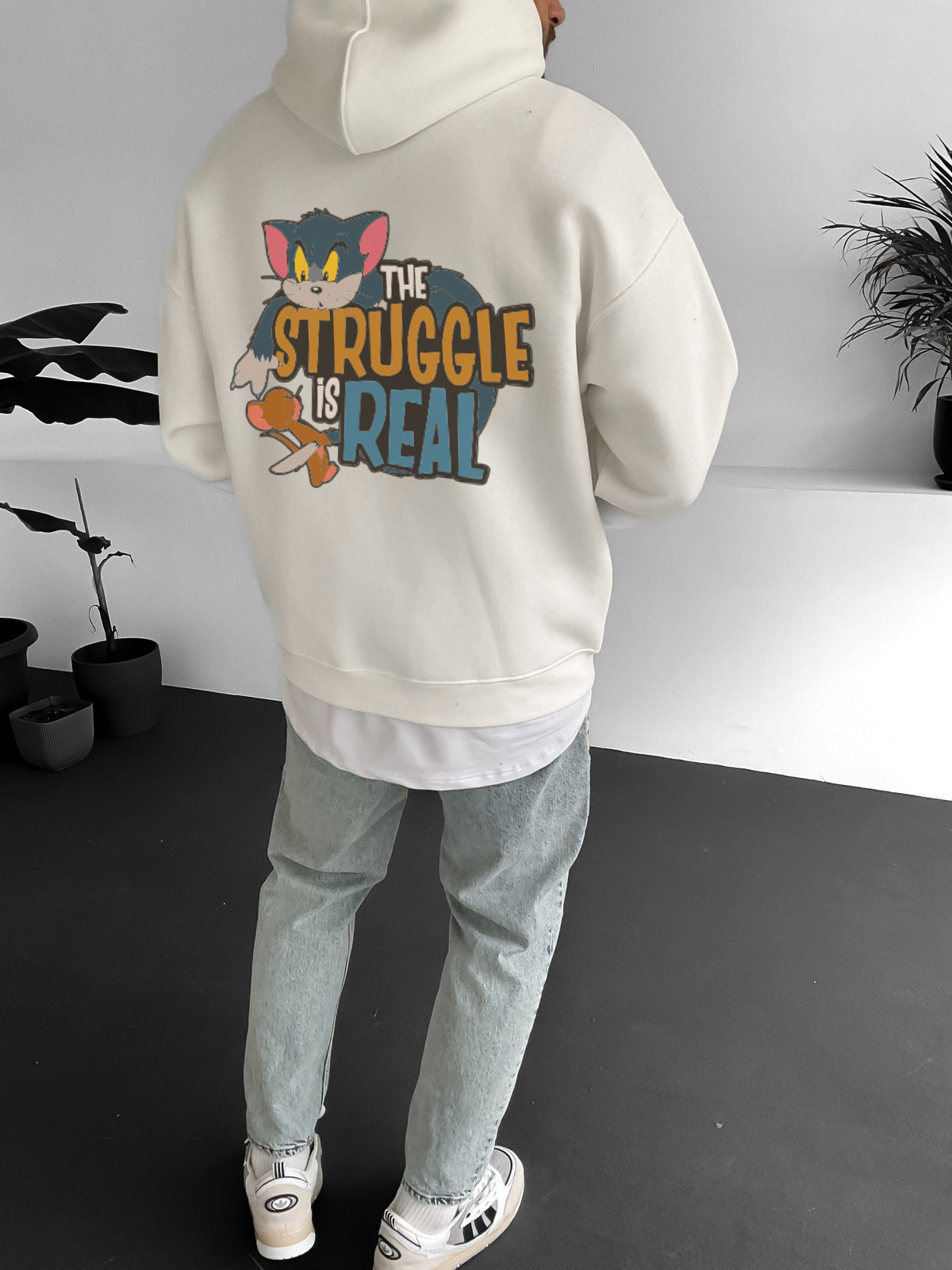 Off-White "struggle-is-real" Printed Oversize Hoodie Broek