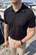 Knitted Polo T-Shirt – Black