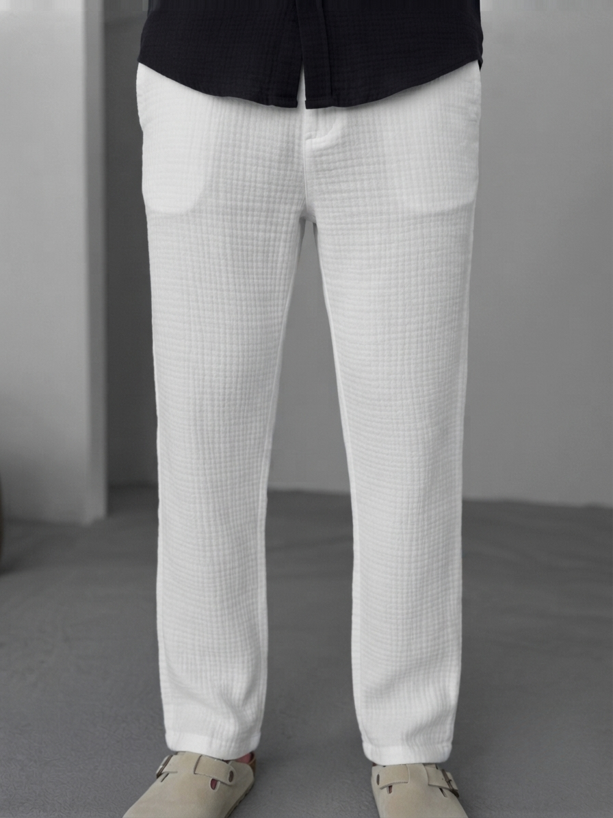 Muslin Wide-Leg Trousers — White