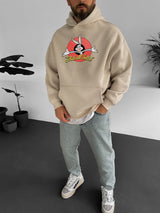 Beige "that's-all-folks" Printed Oversize Hoodie Broek
