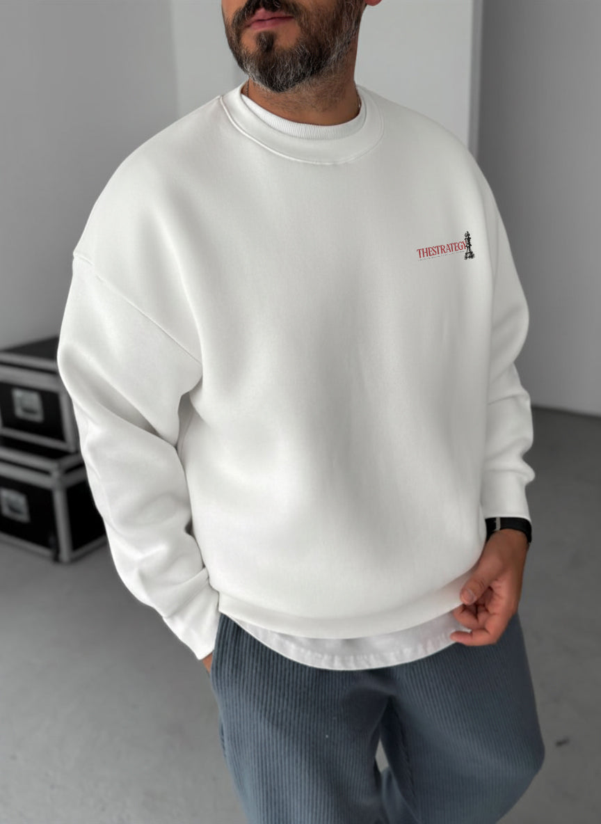 The Strategy Chess Crewneck - White Broek