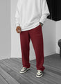 Wide-Leg Fleece Sweatpants - Burgundy