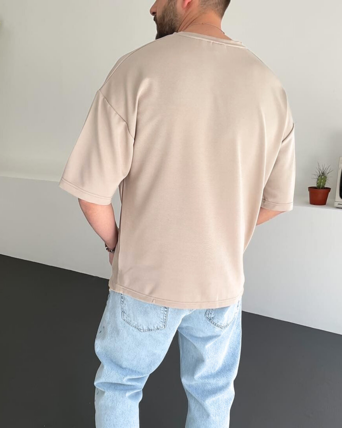 Beige Basic Oversize T-Shirt