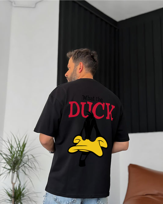 Black "What's the duck" Printed Oversize T-Shirt