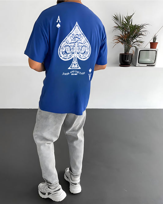 Royal Blue "Ace" Printed Oversize T-Shirt
