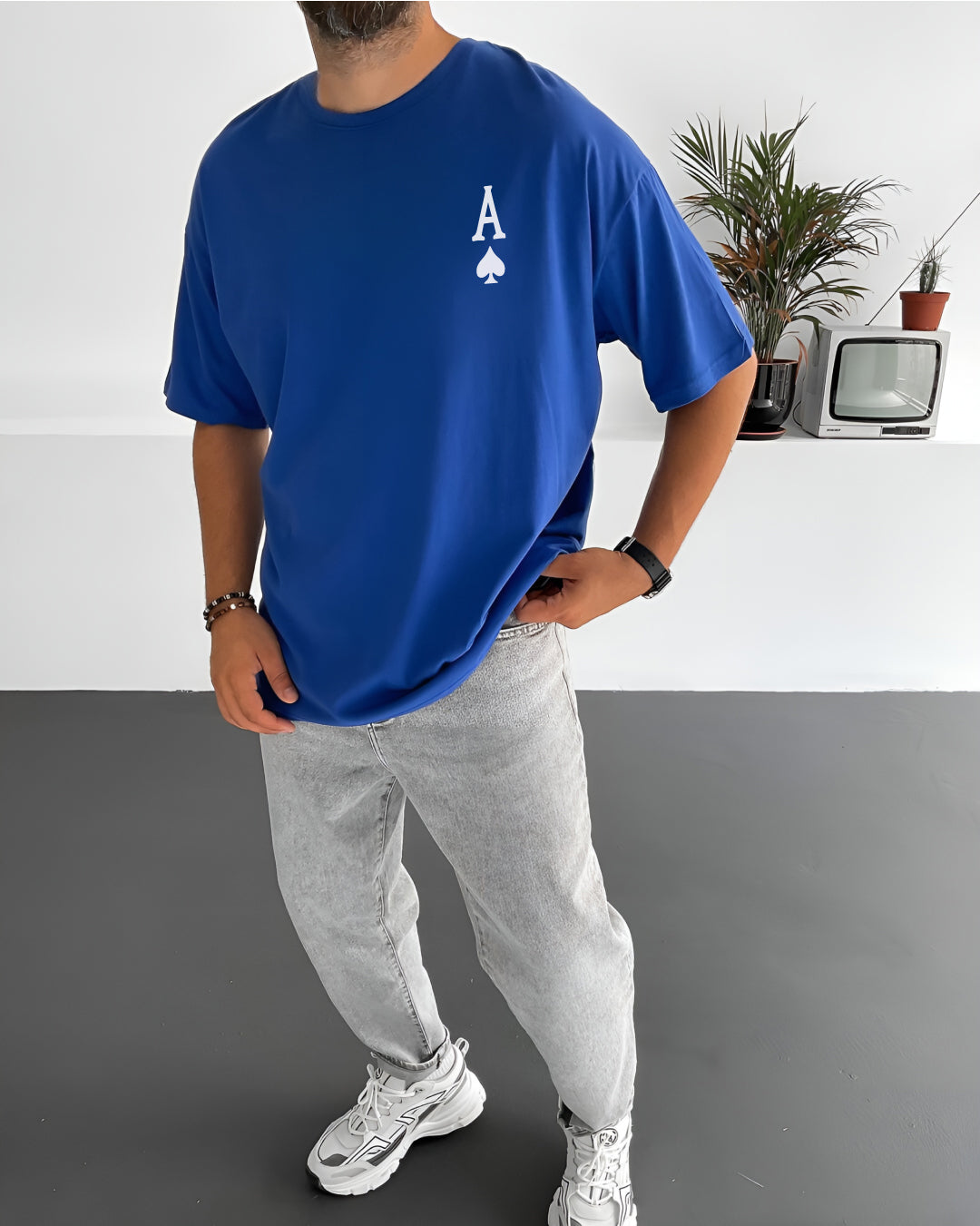 Royal Blue "Ace" Printed Oversize T-Shirt