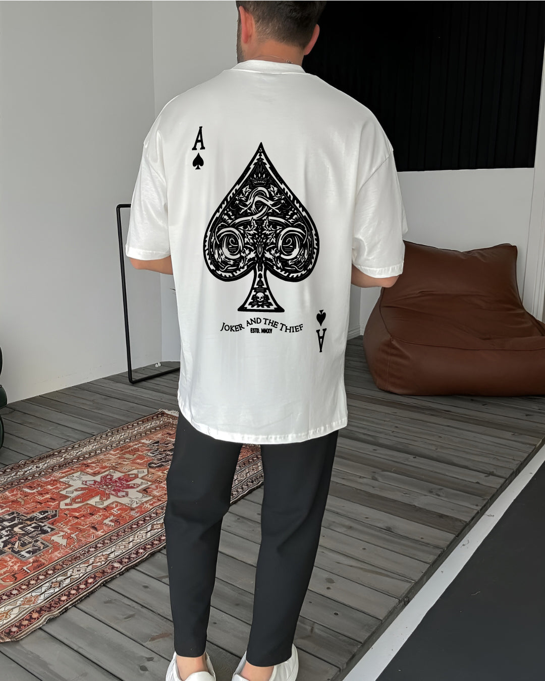 White "Ace" Printed Oversize T-Shirt