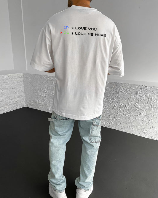 White Love Printed Oversize T-Shirt