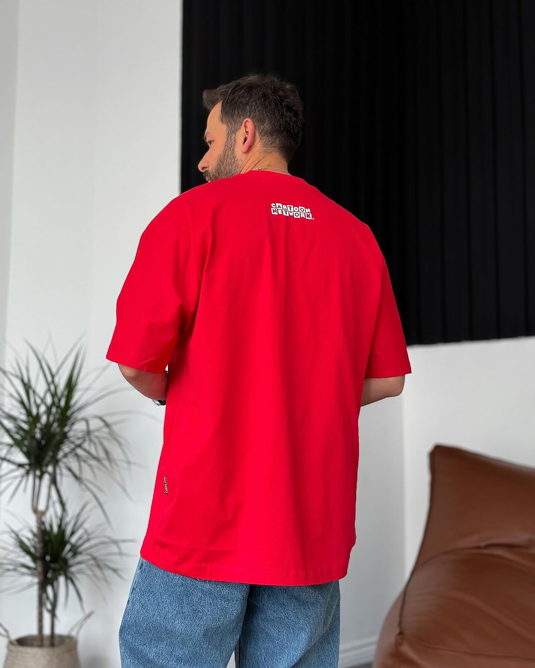 Red "Adults Swim" Printed Oversize T-Shirt