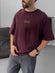 Burgundy "12:12" printed Oversize T-Shirt - Broek