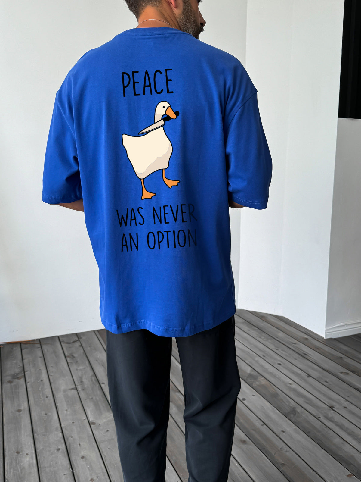 Royal Blue "Peace" printed Oversize T-Shirt