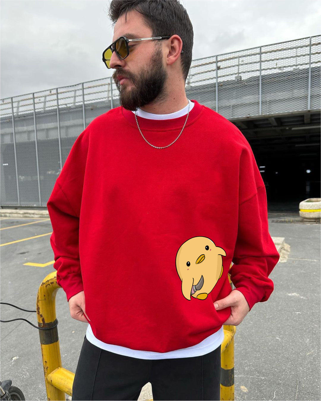 Red "Violence" Printed Oversize Sweatshirt