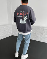 Smoked "it's-too-peoply-outside" Printed Oversize Sweatshirt Broek