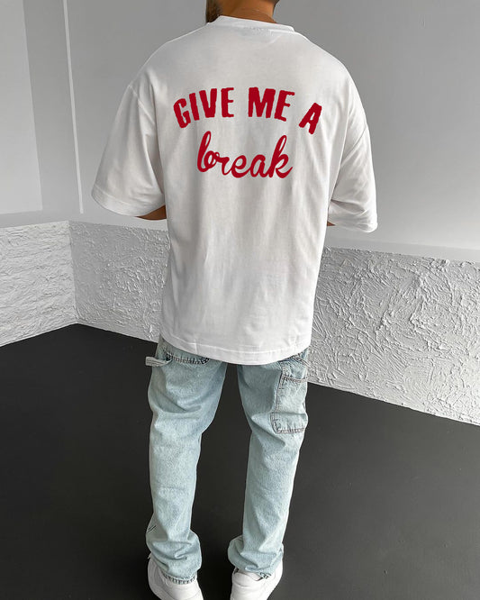White Break Printed Oversize T-Shirt