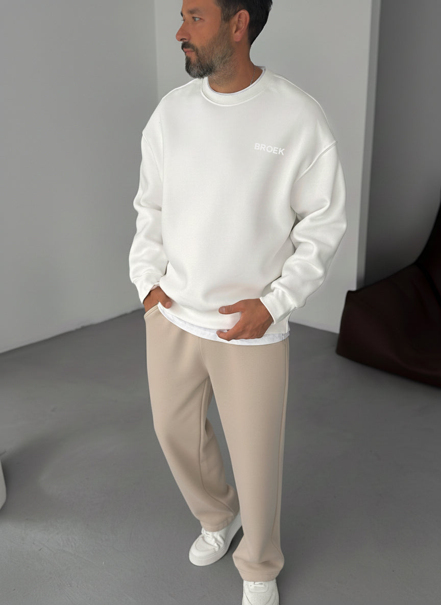 Oversized Crewneck Sweatshirt - White Broek