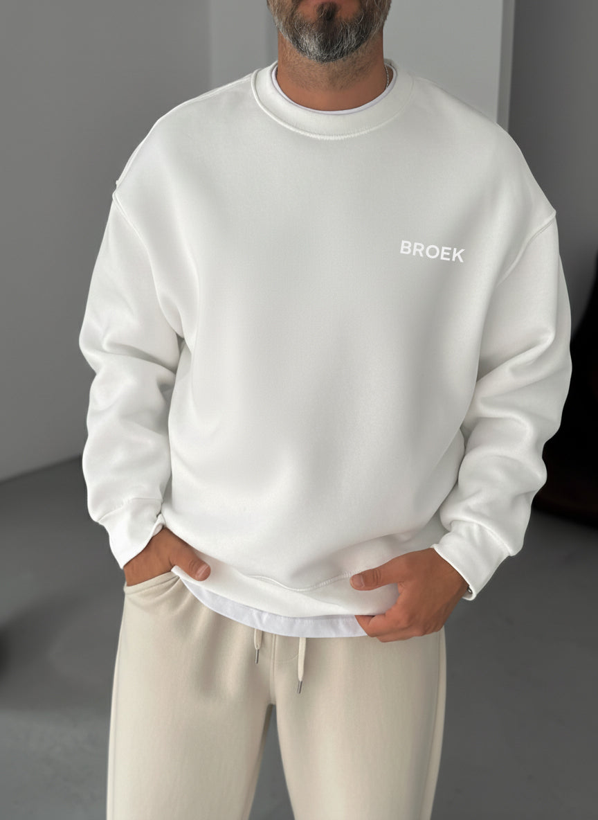 Oversized Crewneck Sweatshirt - White Broek