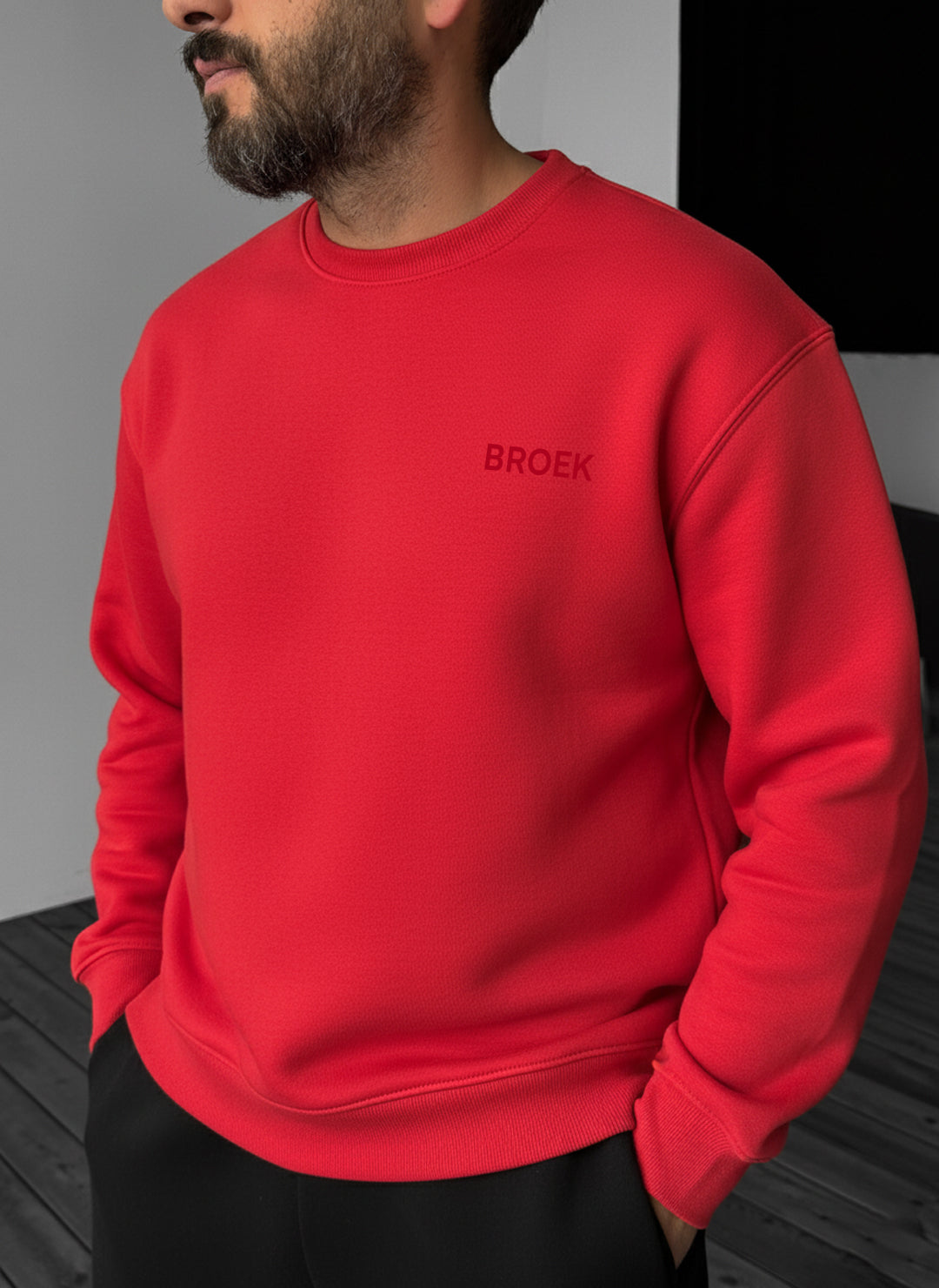 Oversized Crewneck Sweatshirt - Red Broek