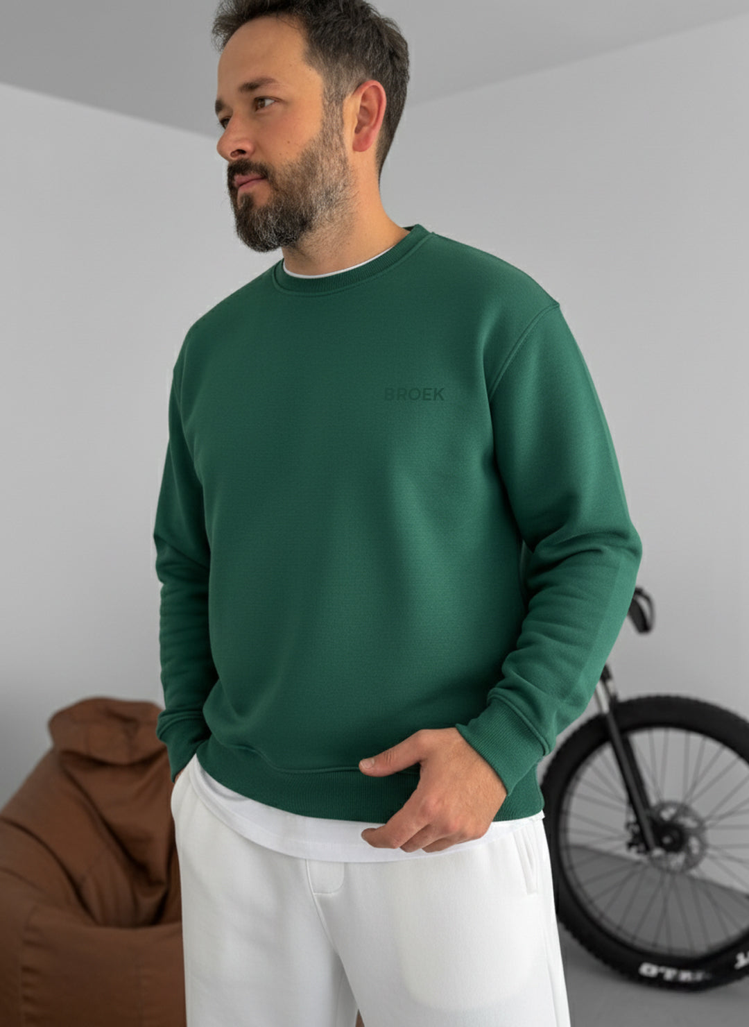 Oversized Crewneck Sweatshirt - Olive Green Broek
