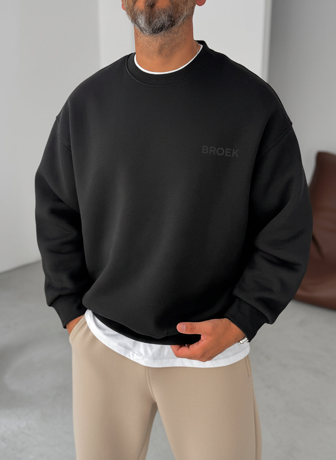 Oversized Crewneck Sweatshirt - Black Broek