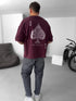 Premium Burgundy "Ace" Printed Oversize T-Shirt - Broek
