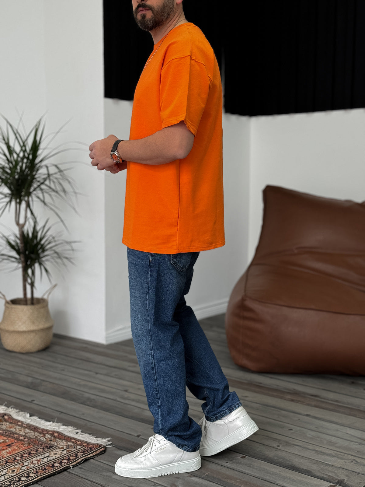 Orange Basic Oversize T-Shirt