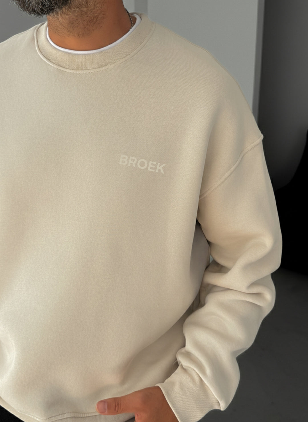 Oversized Crewneck Sweatshirt - Beige Broek