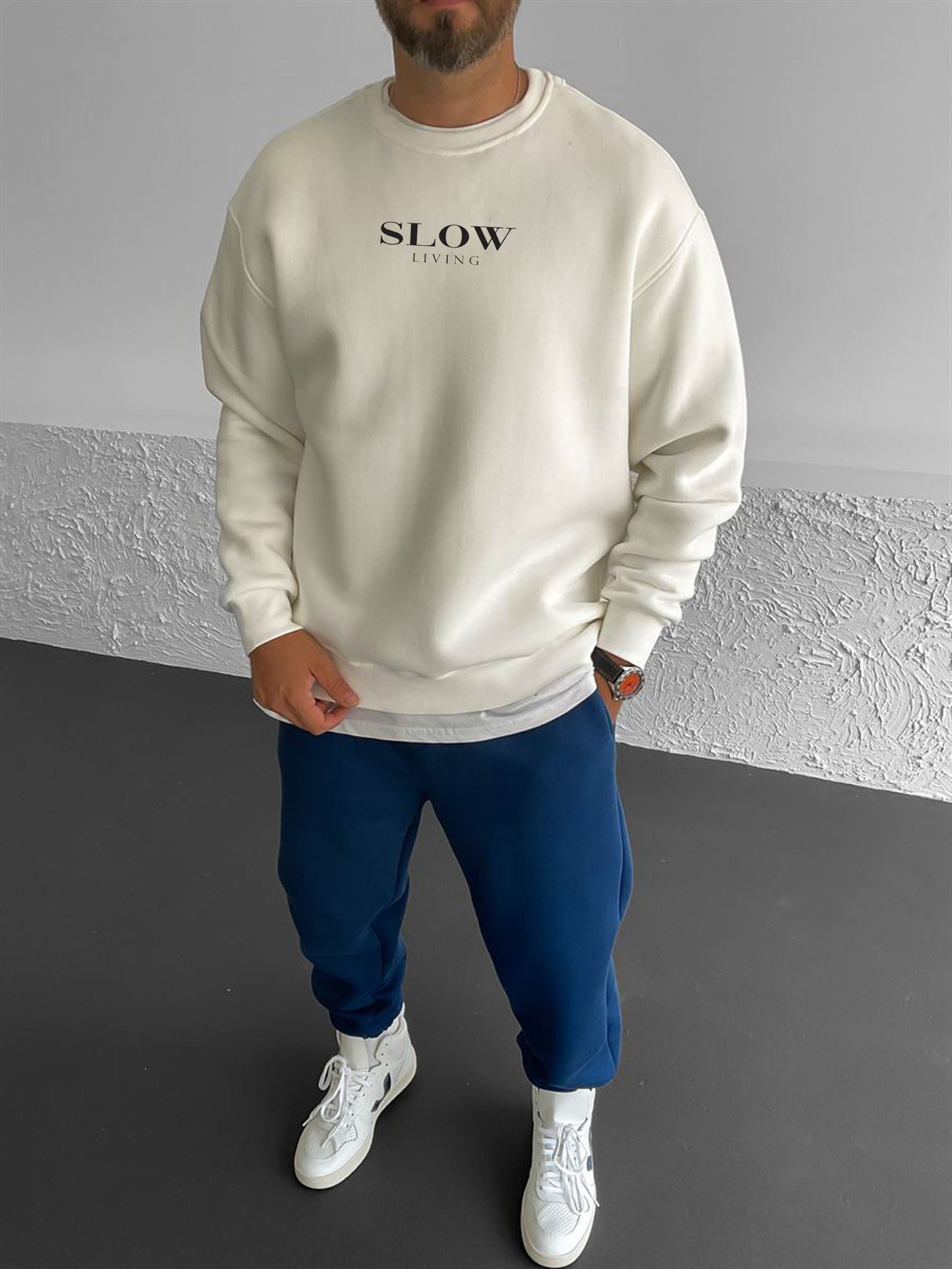 Off-White "Slow Living" Printed Oversize Sweatshirt
