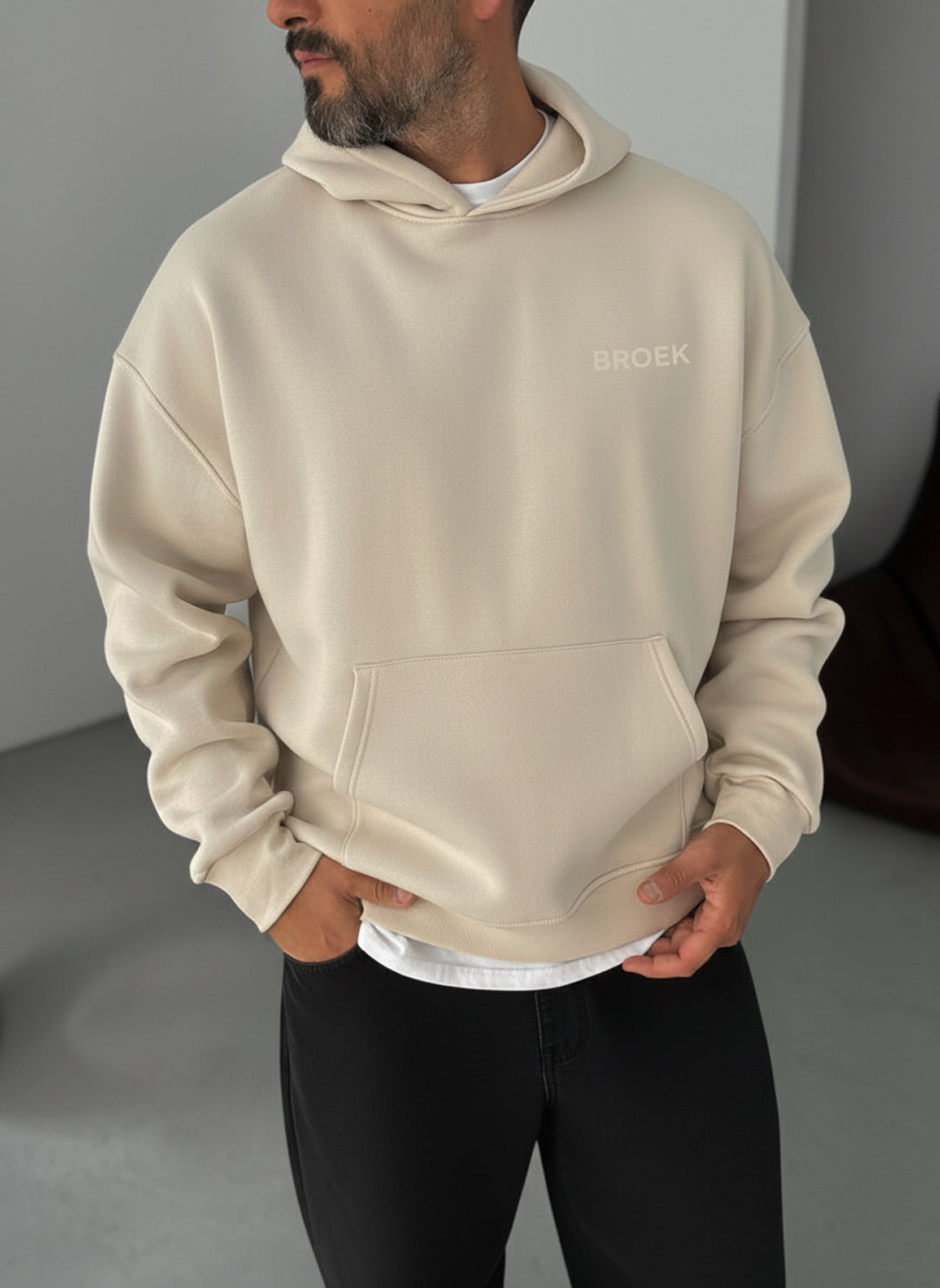 Oversized Hoodie - Beige Broek