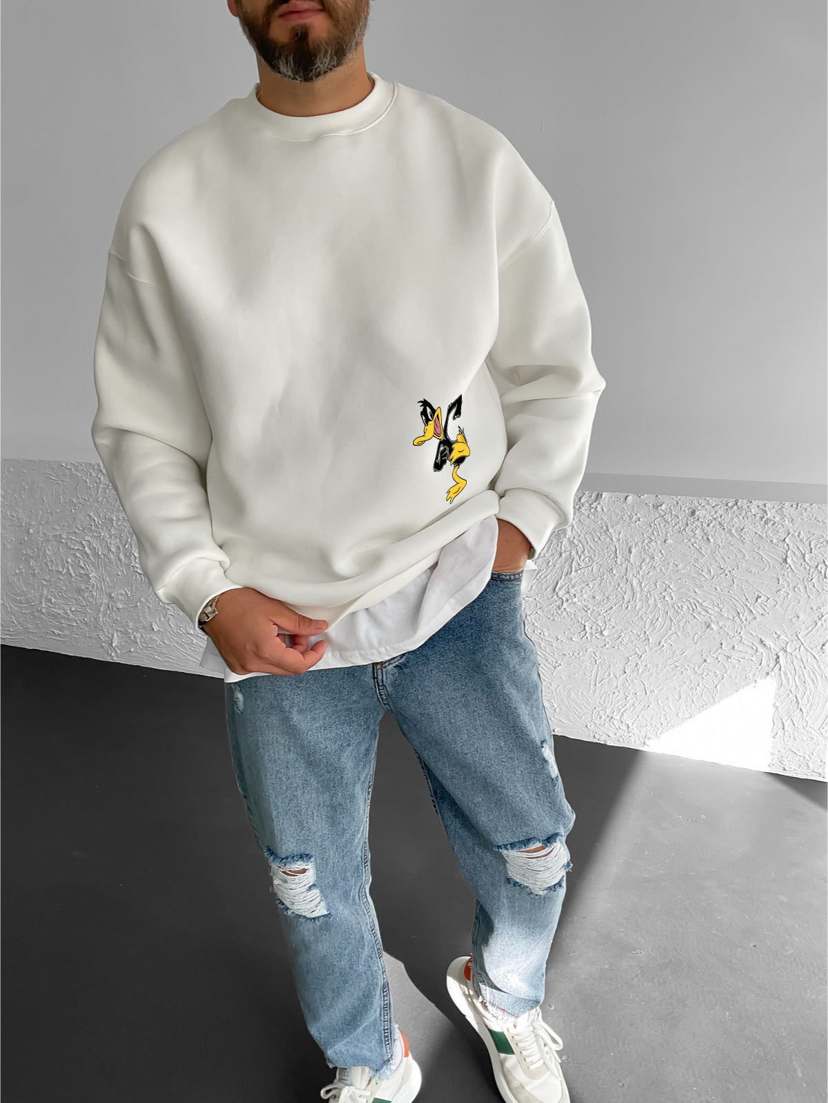 Off-White "What's the duck" Printed Oversize Sweatshirt