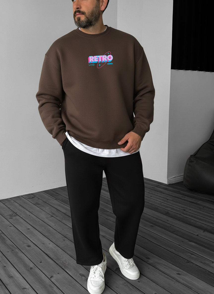 Retro Gaming Crewneck - Brown Broek