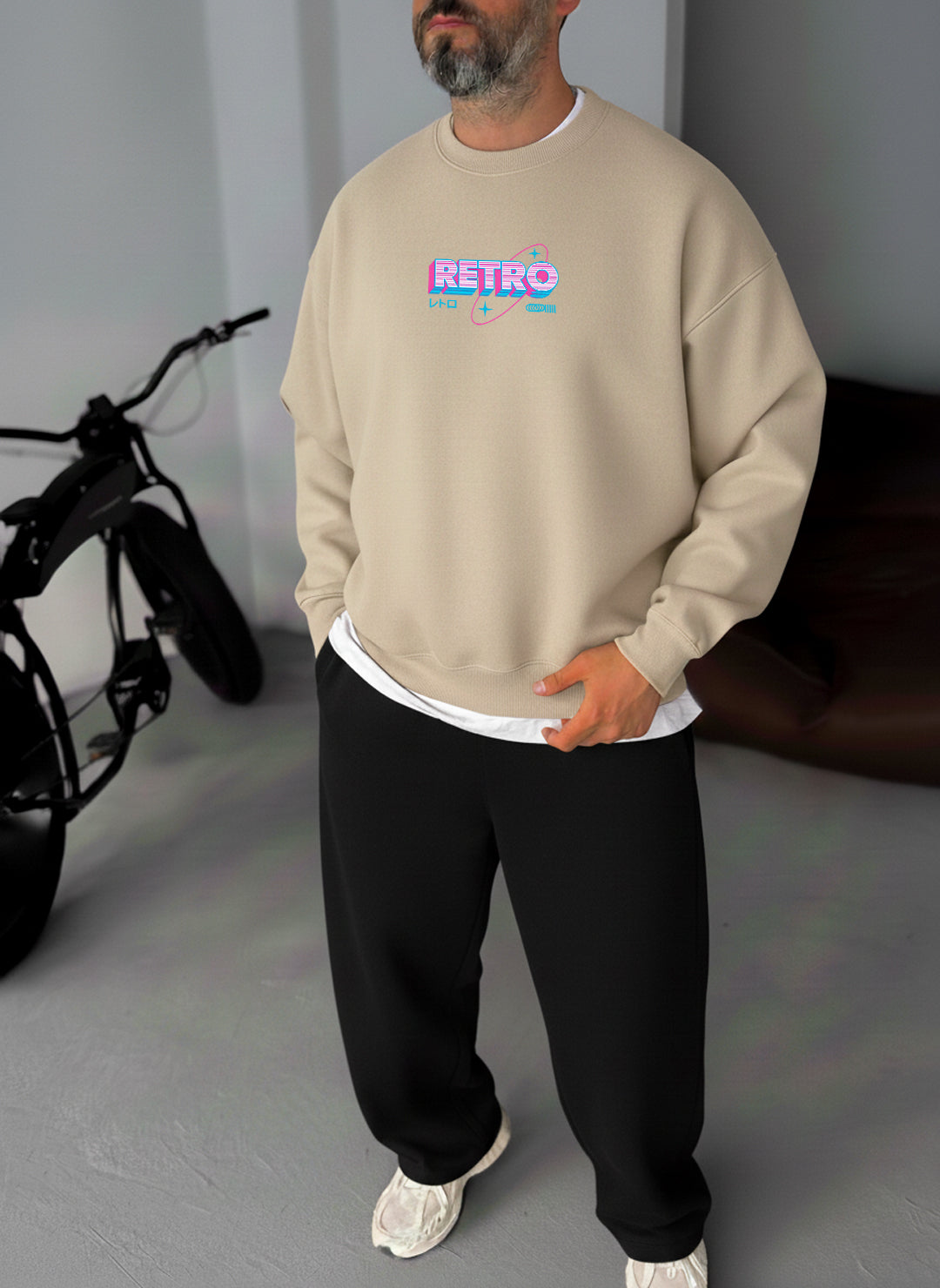 Retro Gaming Crewneck - Beige Broek