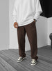 Wide-Leg Fleece Sweatpants - Brown Broek
